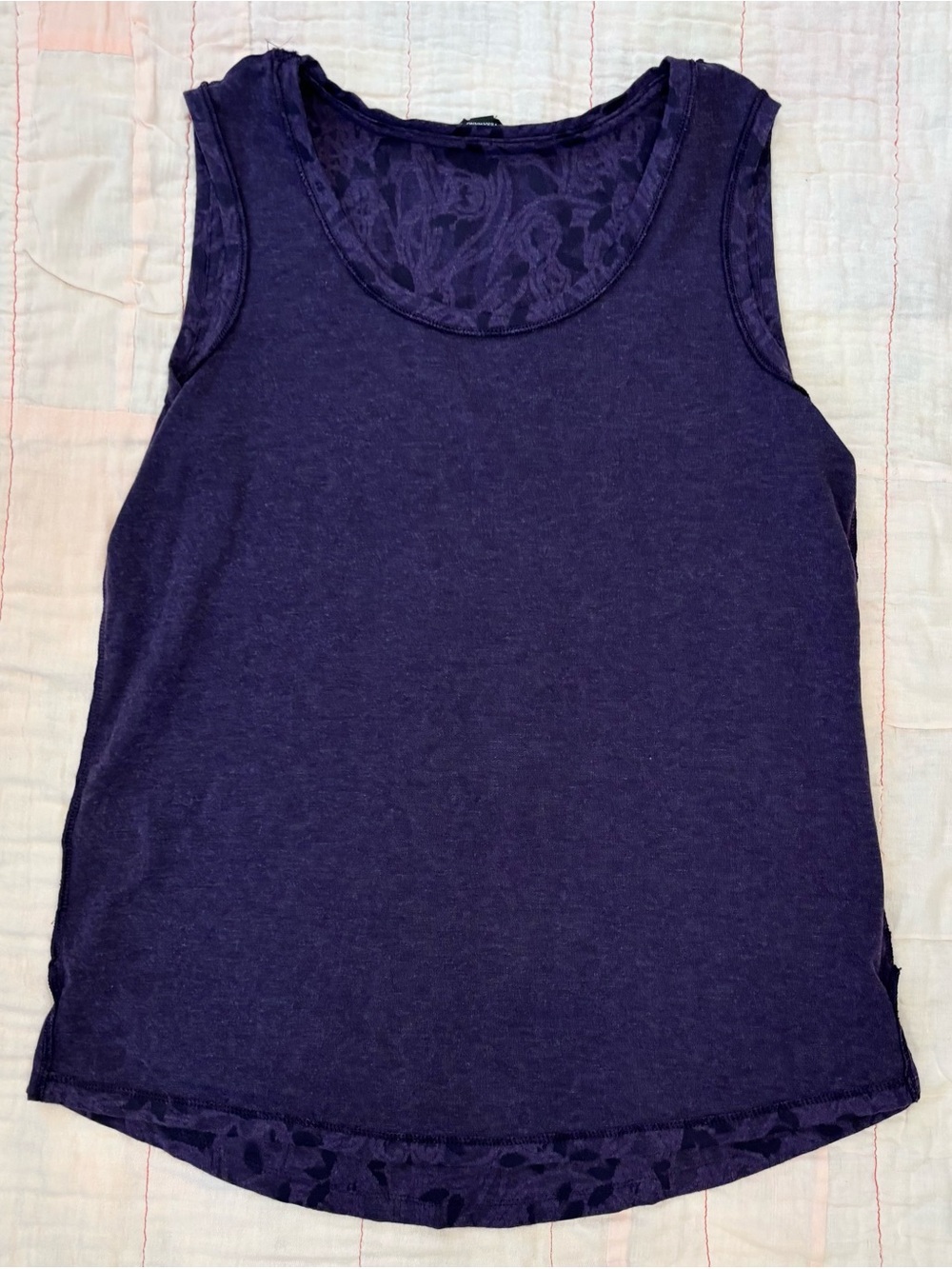 Simply Vera Vera Wang Deep Purple Floral Burnout Tank, Women Sz M, Sleeveless - Picture 12 of 13